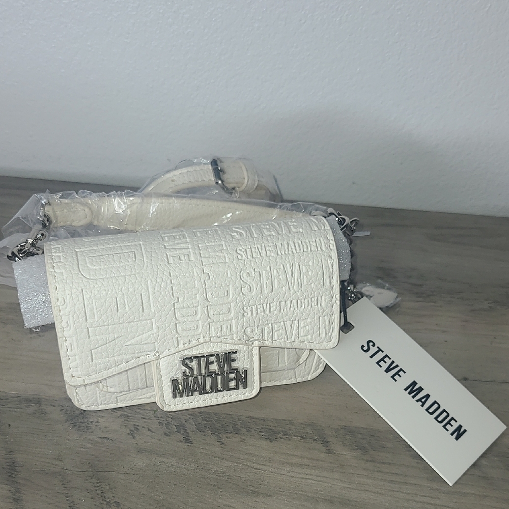 Steve Madden Cream Embossed Crossbody Mini Bag